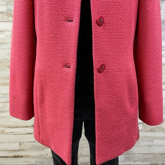 Talbots Tweed Wool Coat Jacket Womens Size 4 Coral Retro Classic Traditional - Picture 4 of 14